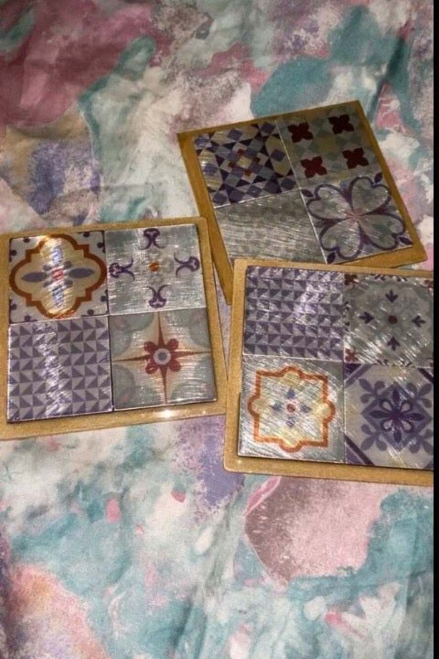 Handmade Wooden Coasters with 3D Spanish / Moroccan Talavera Tile Resin Pour